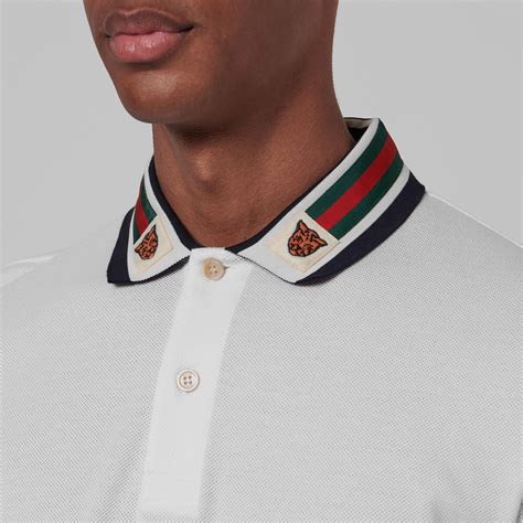 gucci tiger polo shirt white|Gucci polo shirt snake collar.